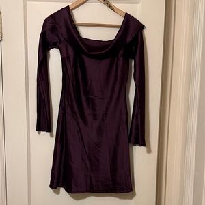 Lulus Elegant Purple Long Sleeve Dress off the shoulder size small worn once
